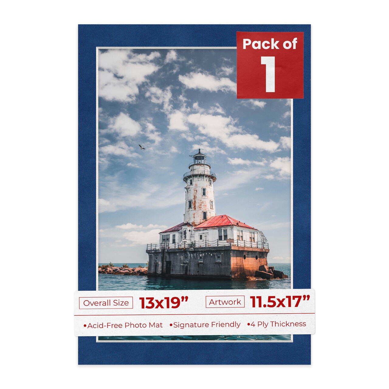 Brooke Blue Suede Mat Board for 13x19 Frames - Fits 11.5x17 Photos